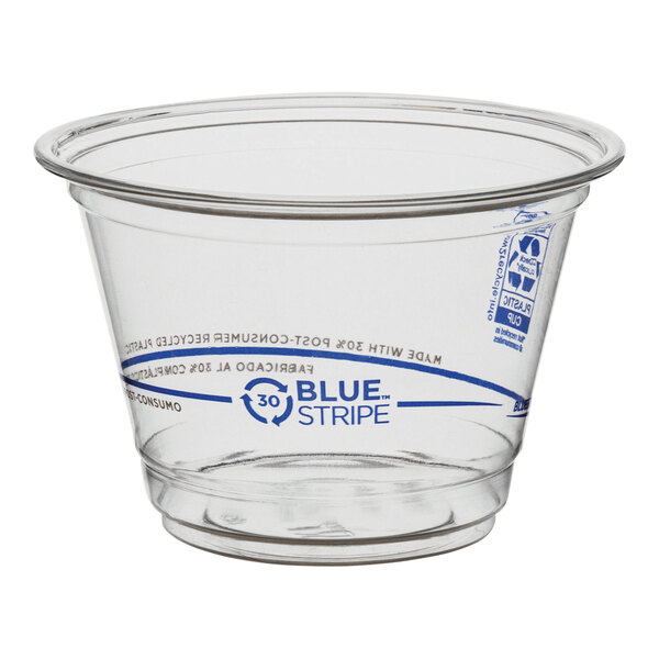 Eco-Products BlueStripe 9 oz. RPET Plastic Cold Cup - 1000/Case