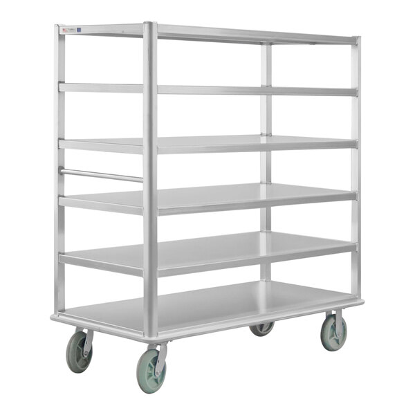 New Age 1455 62" x 29" x 66 3/4" Queen Mary Aluminum Banquet Service Cart with 6 Shelves