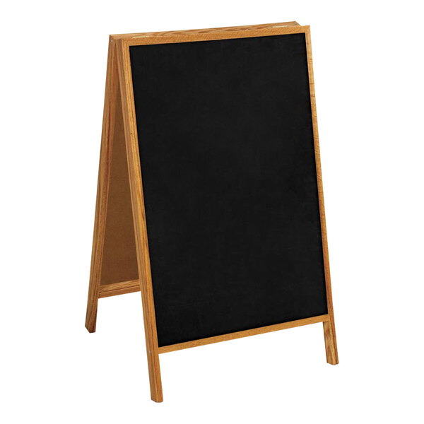 United Visual Products 24" x 42" Black Chalkboard Point of Sale A-Frame Sign with Wood Frame