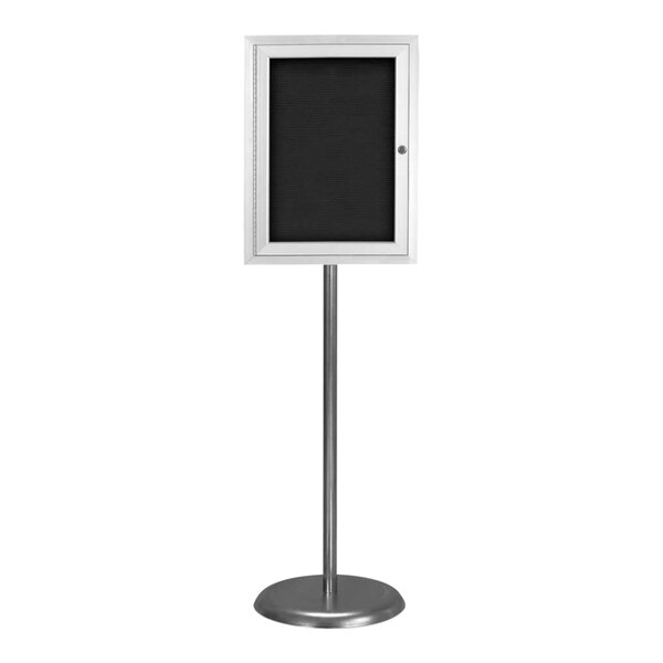 United Visual Products 18" x 24" Chrome Enclosed Pedestal Letterboard with Satin Frame