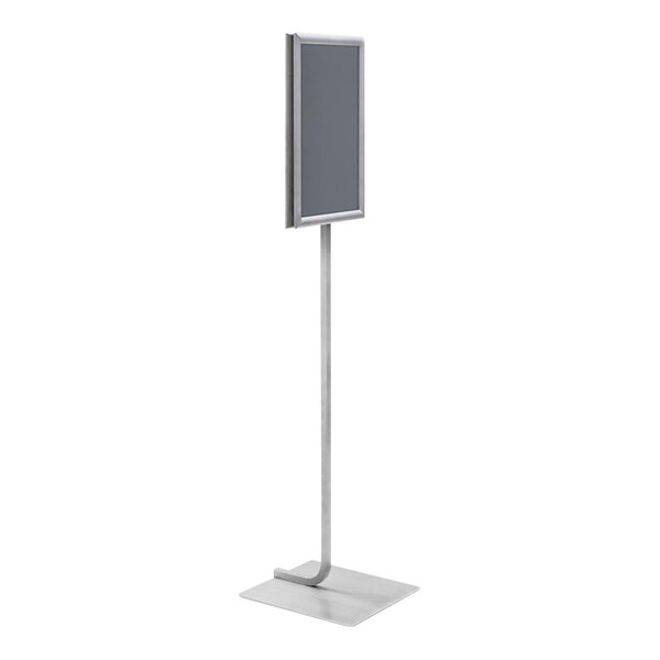 United Visual Products 8 1/2" x 11" Silver Double-Sided Pedestal Stand with Snap Frame