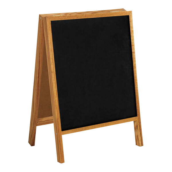 United Visual Products 18" x 30" Black Chalkboard Point of Sale A-Frame Sign with Wood Frame