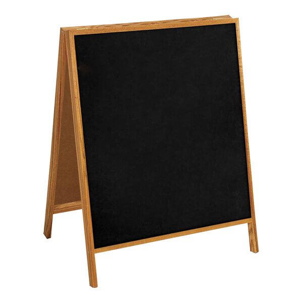 United Visual Products 36" x 54" Black Chalkboard Point of Sale A-Frame Sign with Wood Frame