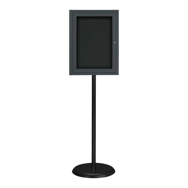 United Visual Products 18" x 24" Black Enclosed Pedestal Letterboard