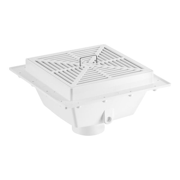 Sioux Chief 861-3P 861 Series SquareMax 14 1/8" Square Light-Duty PVC Floor Sink with Full Strainer, 6 3/8" Sump Depth, and 3" Outlet