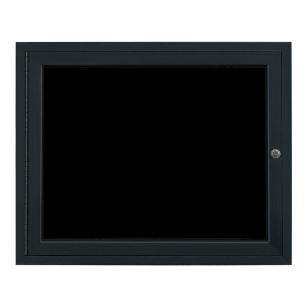United Visual Products 29" x 23" Black Single Door Enclosed Magnetic Menu Board