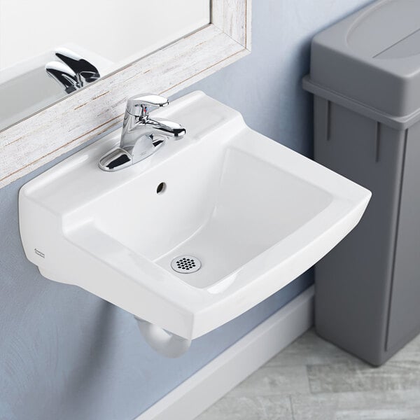American Standard 0321075.020 Declyn 18 1/2" x 17" White Vitreous China Wall-Mount Lavatory with 4" Centerset