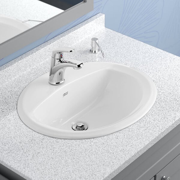 American Standard 0475047.020 Aqualyn 20 3/8" x 17 3/8" White Vitreous China Single Bowl Drop-In Sink with Center Hole