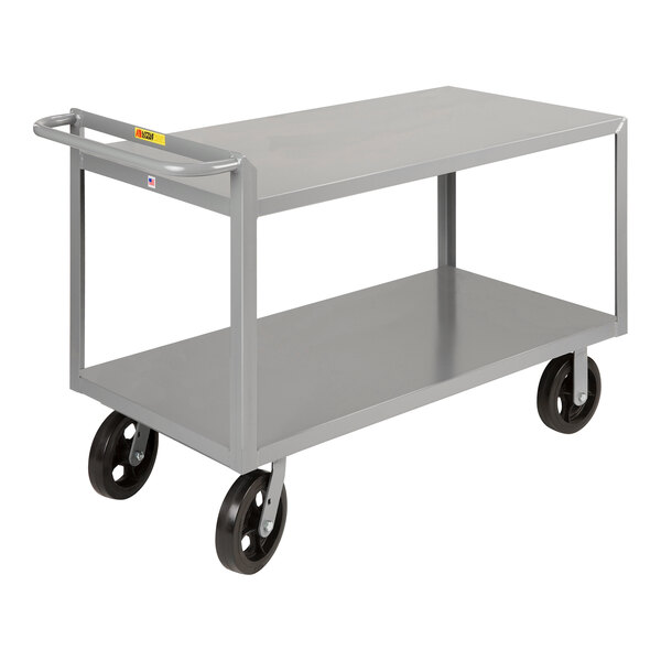 Little Giant 24" x 48" x 32" Heavy-Duty 2-Shelf Steel Merchandise Collector Truck with 8" Mold-On Rubber Casters G-2448-8MR