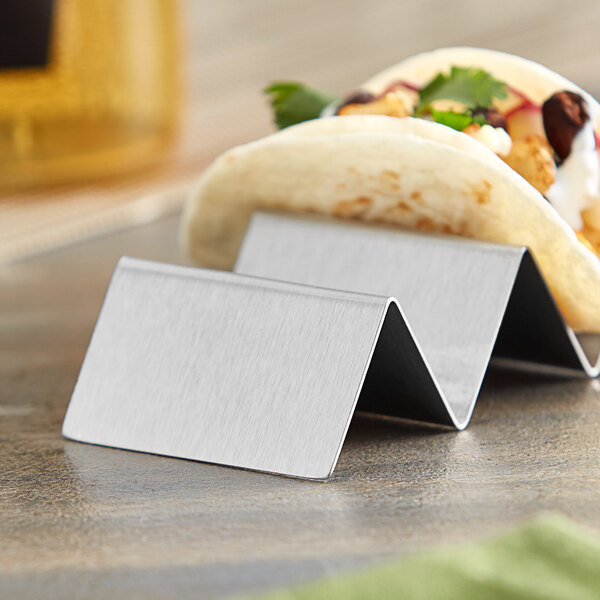 American Metalcraft MTSH3 Mini Taco Holder with Two or Three Compartments - 4" x 2" x 1"