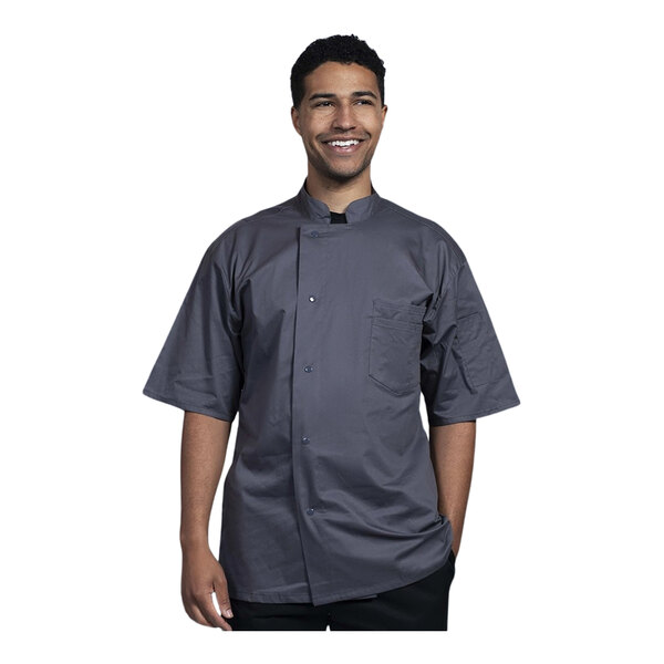 Uncommon Chef Venice Unisex Customizable Slate Short Sleeve Chef Coat with Slate Mesh Back 0717