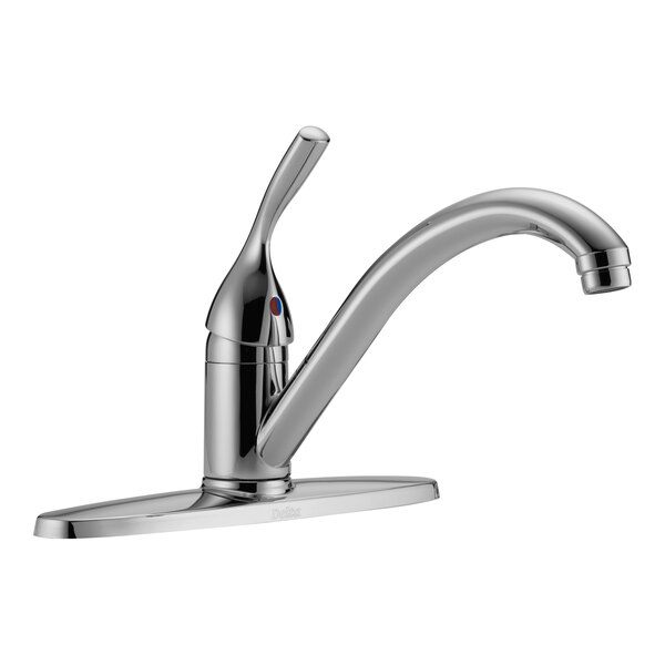 Delta Faucet 100-DST 1.8 GPM Deck-Mount Chrome Finish Kitchen Faucet with 8" Centers, Lever Handle, and 8 11/16" Swing Spout