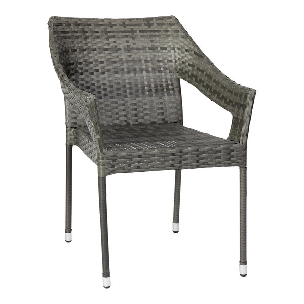 Flash Furniture Ethan Gray Synthetic Rattan Stackable Arm Chair
