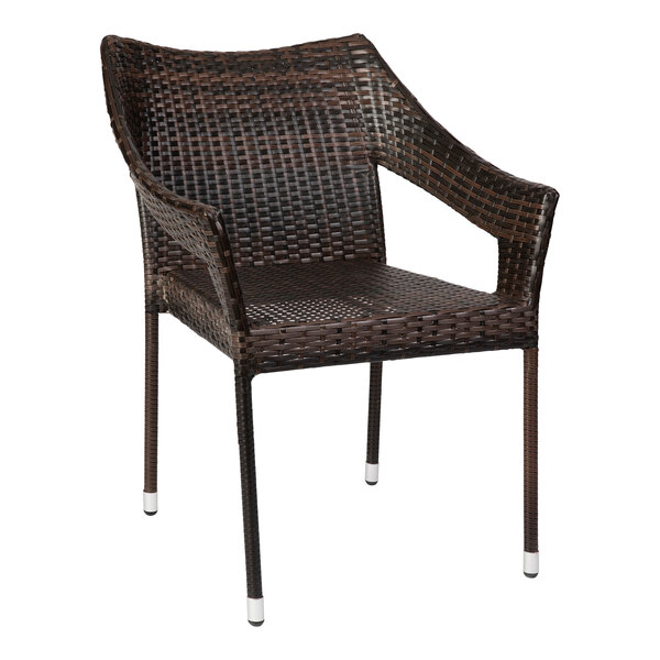Flash Furniture Ethan Espresso Synthetic Rattan Stackable Arm Chair