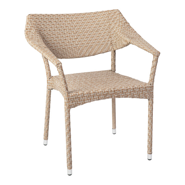 Flash Furniture Jace Natural Synthetic Rattan Stackable Arm Chair