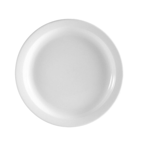 A CAC porcelain plate with a white rim on a white background.