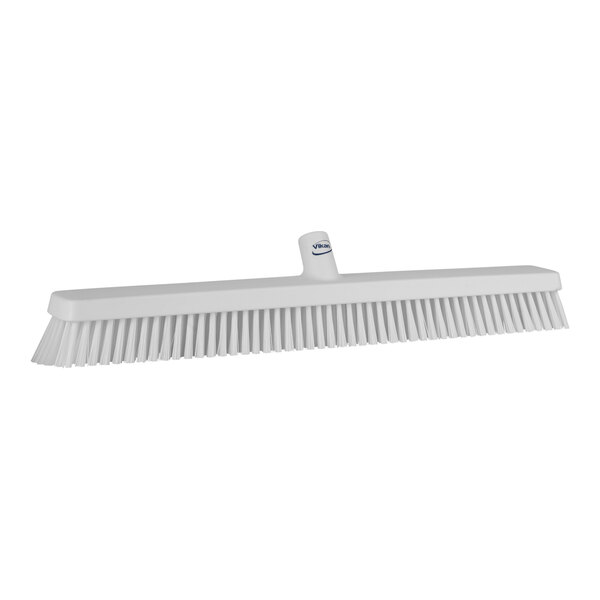 Vikan 31955 24 7/16" White Heavy-Duty Push Broom Head with Soft / Stiff Bristles