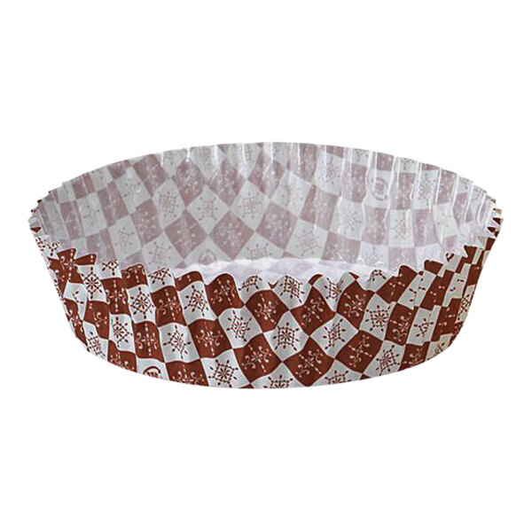 Welcome Home Brands 3 7/8" x 1 3/16" Brown and White Checkered Paper Baking Cup - 1500/Case
