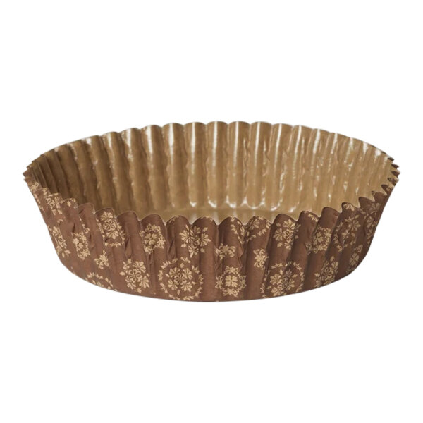 Welcome Home Brands 3 7/8" x 1 3/16" Brown Damask Paper Baking Cup - 1500/Case