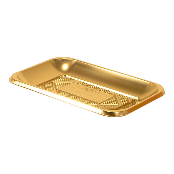 Welcome Home Brands 7 5/8" x 5 1/4" Gold Rectangular Plastic Kado Tray - 400/Case