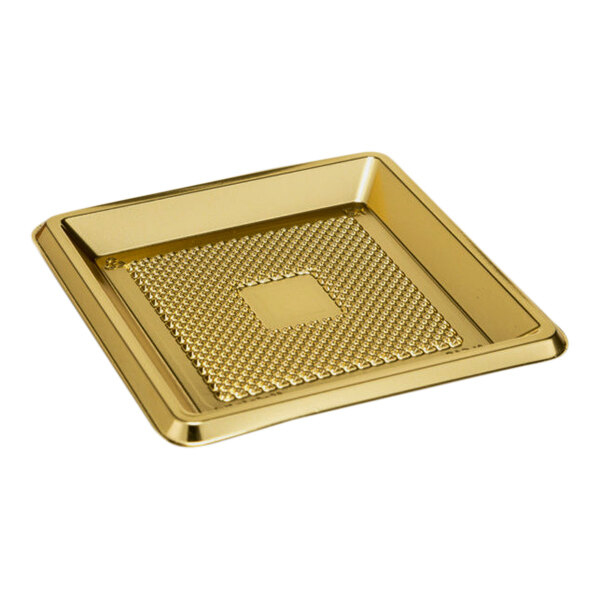 Welcome Home Brands 3 3/4" Gold Mini Square Plastic Medoro Tray - 600/Case