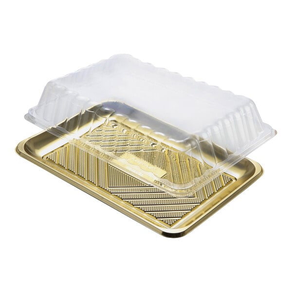 Welcome Home Brands 13 9/16" x 10 1/16" x 2" Clear Rectangular PET Plastic Kado Tray Dome Lid - 100/Case
