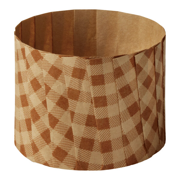 Welcome Home Brands 2 5/16" x 2" Brown Checkered Pleated Baking Cup - 480/Case