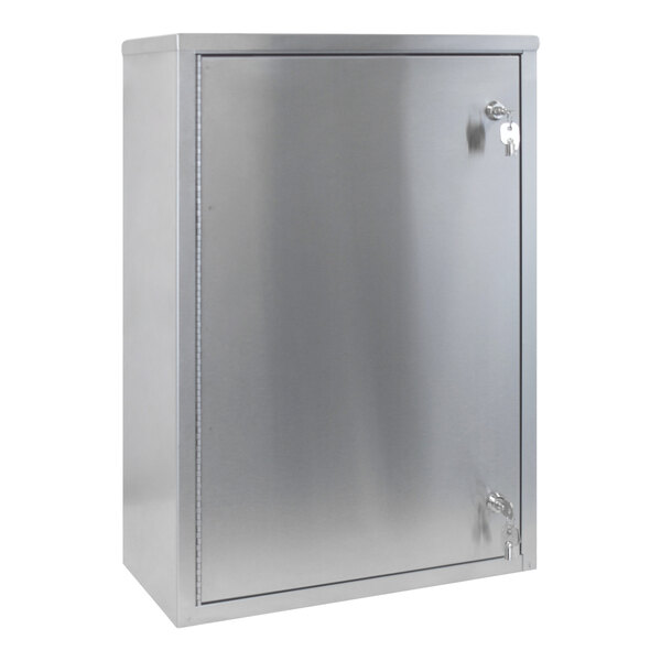 Omnimed 16" x 8" x 24" Stainless Steel Wall-Mount 4-Shelf Narcotics Cabinet with 2 Key Locks 181481