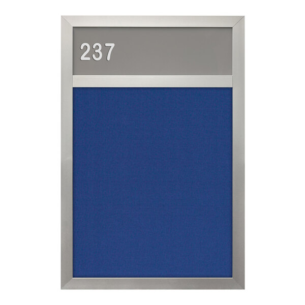 United Visual Products 11" x 17" Hall Identification Board with Blue Felt and Satin Frame