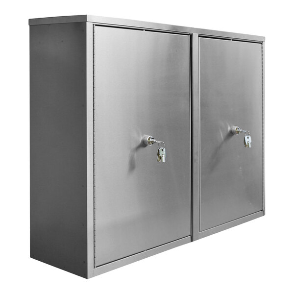Omnimed 22" x 8" x 15" Stainless Steel Wall-Mount 2-Shelf Twin Narcotics Cabinet with 4 Key Locks 181851