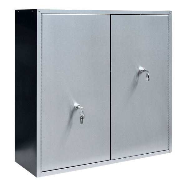 Omnimed 30" x 10" x 30" Stainless Steel Wall-Mount 2-Door 4-Shelf Narcotics Cabinet with 2 Key Locks 181720