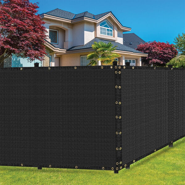 SEALTECH 5' x 50' Black Heavy-Duty Polyethylene Mesh Privacy Fence Screen ST-206-5X50