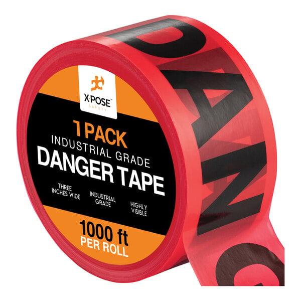 Xpose Safety 3" x 1000' Red / Black Industrial Grade "Danger" Safety Tape PDT-1-X
