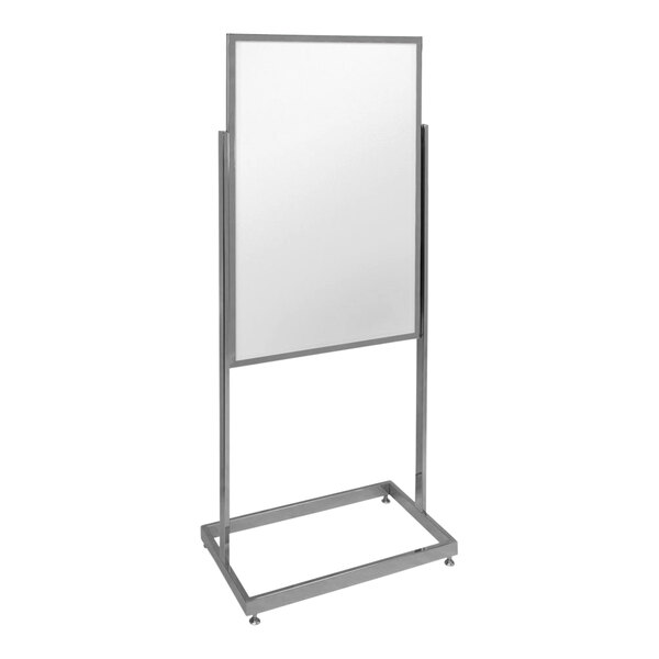 United Visual Products 22" x 28" White Double-Sided Open Faced Pedestal Dry Erase Board with Aluminum Frame