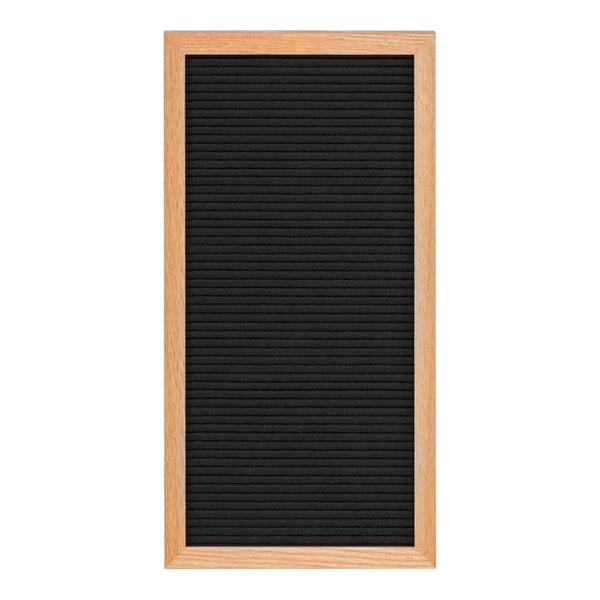 United Visual Products 8" x 16" Black Countertop Menu Letterboard with Light Oak Wood Frame