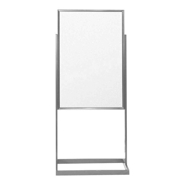 United Visual Products 24" x 36" White Single-Sided Open Faced Pedestal Dry Erase Board with Aluminum Frame