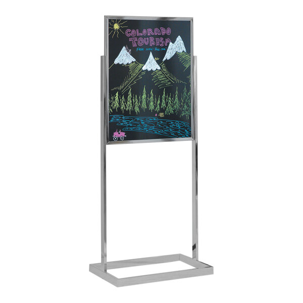 United Visual Products 24" x 36" Black Double-Sided Open Faced Pedestal Dry Erase Board with Aluminum Frame