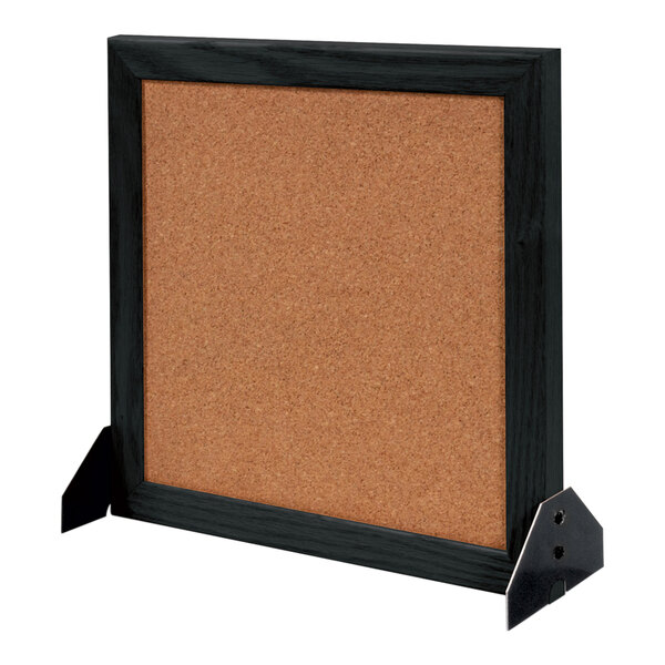 United Visual Products 12" x 12" Freestanding Cork Board with Black Wood Frame