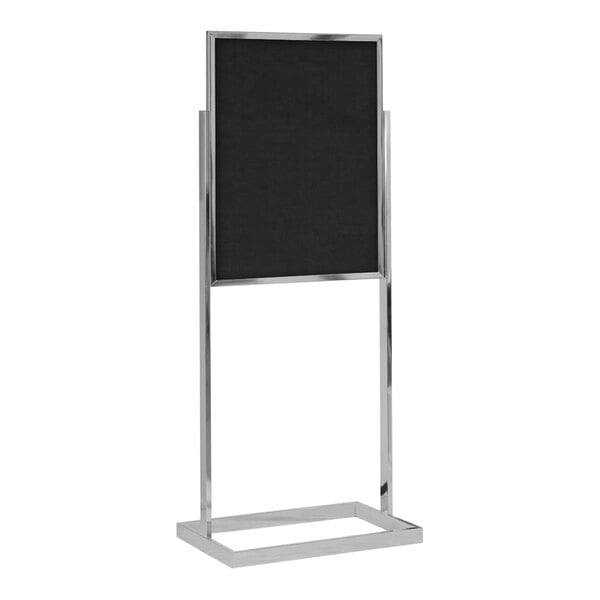United Visual Products 22" x 28" Black Single-Sided Open Faced Pedestal Easy Tack Board with Aluminum Frame