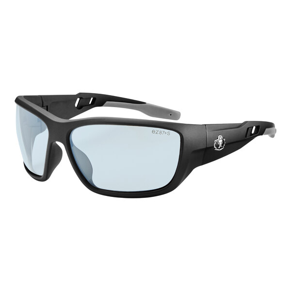 Ergodyne Skullerz BALDR Anti-Scratch Anti-Fog Safety Glasses with Matte Black Frame and Indoor / Outdoor Lenses 57085