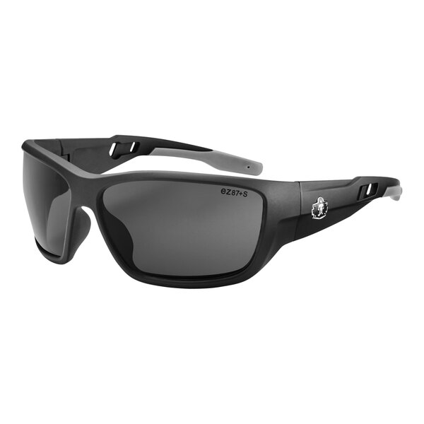 Ergodyne Skullerz BALDR Anti-Scratch Anti-Fog Safety Glasses with Matte Black Frame and Smoke Lenses 57035