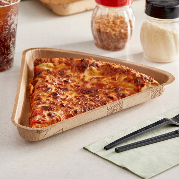 Solut 9" Kraft Oven-Safe Compostable Corrugated Individual Pizza Slice Holder - 375/Case