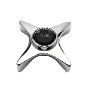 A black and white star-shaped T&S faucet knob.