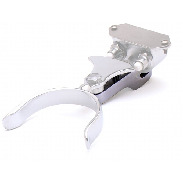 A silver metal T&S cantilever with a white background.