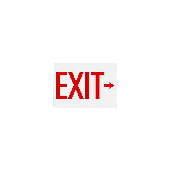 Lavex 10" x 7" White Non-Reflective Plastic "Exit" Safety Sign with Red Lettering and Right Arrow