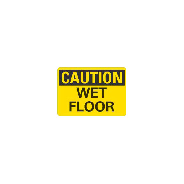 Lavex 10" x 7" Engineer-Grade Reflective Aluminum "Caution / Wet Floor" Safety Sign