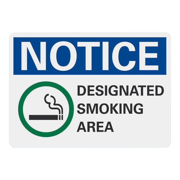 Lavex 14" x 10" Non-Reflective Aluminum "Notice / Designated Smoking Area" Sign with Smoking Symbol