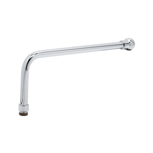 A T&S chrome plated soldered L-faucet with a long handle.