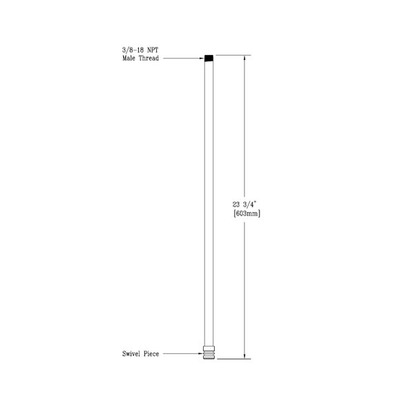 A diagram of a long metal rod with a rectangular label on one end.