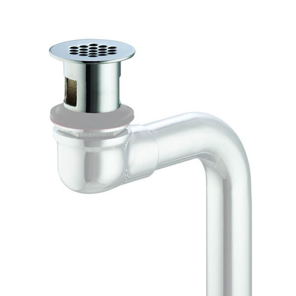 A T&S white drain stopper for a pop-up drain.